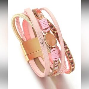 Elegant Pink and Gold Bracelet Set